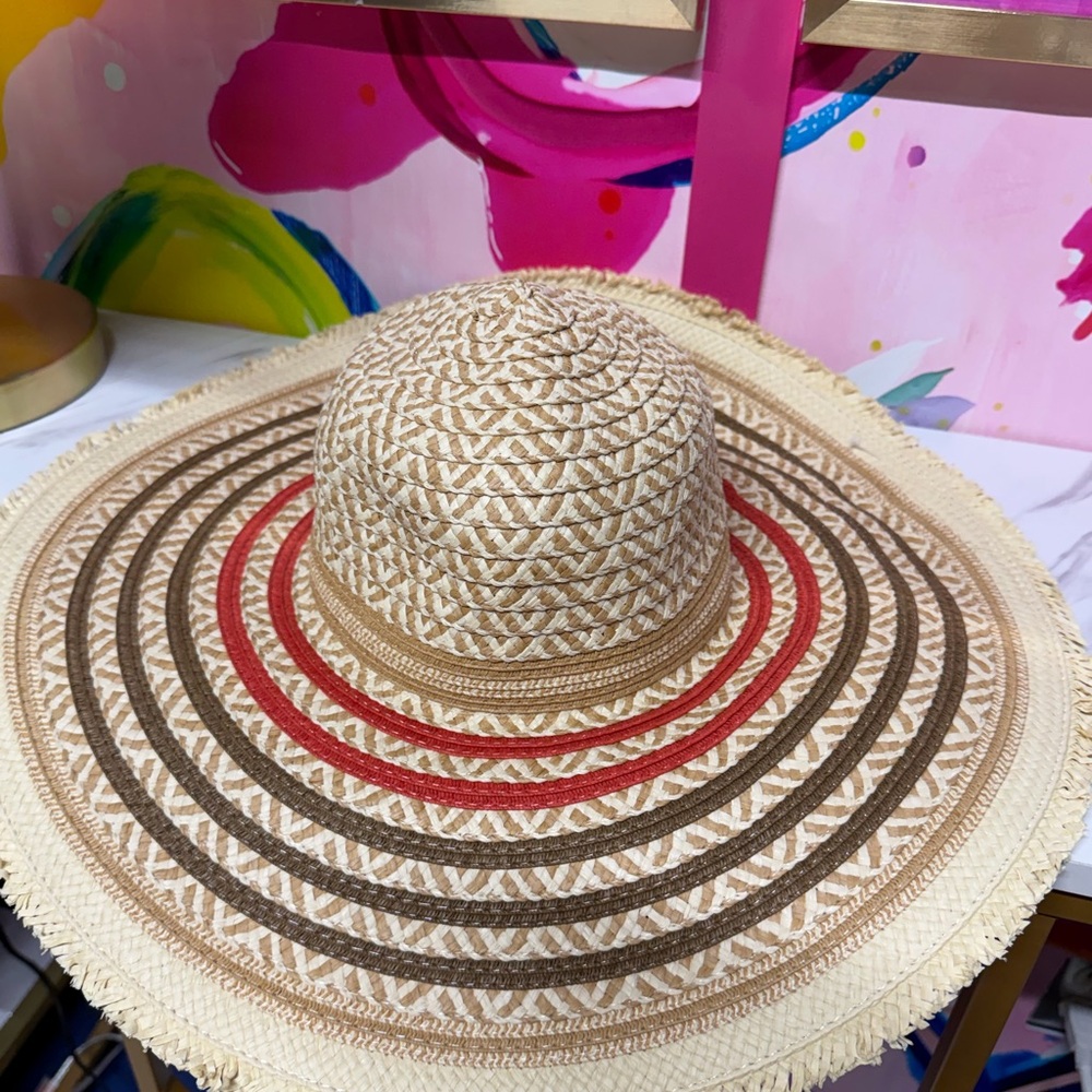 Stylish Woven Sun Hat with Multicolor Stripes